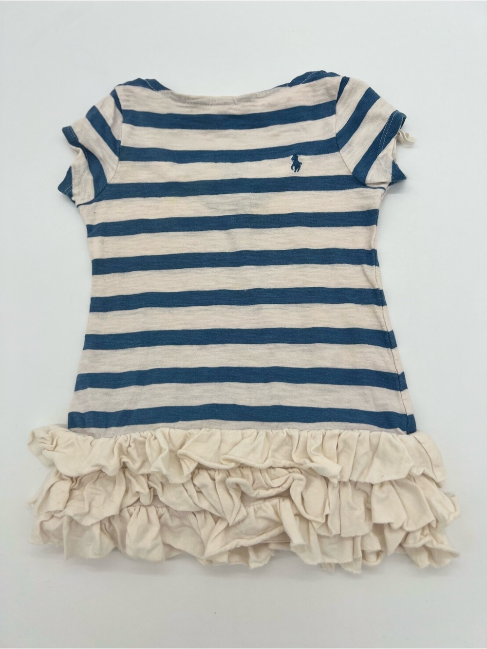 Polo Ralph Lauren Baby Girl Blue White Striped 100% Cotton Dress 2T